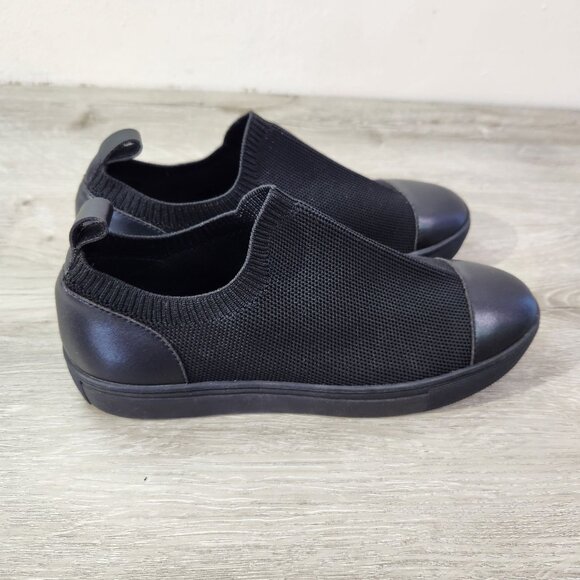 Black Slip-On Sneakers Leather Toe Cap By Ruby Label EU Size 37 US Size 7 - Picture 5 of 11